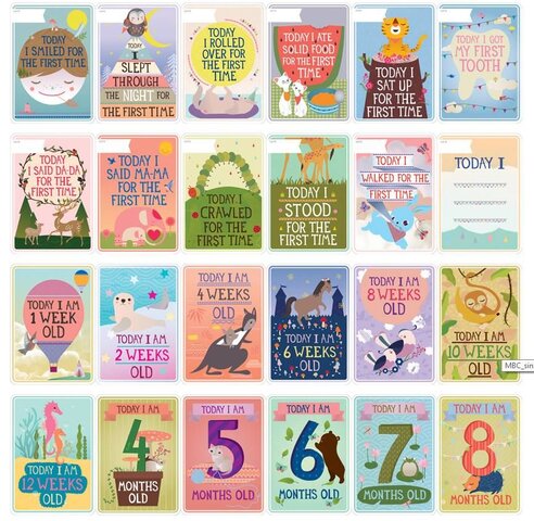 Milestone Baby Kort Dansk Milestone Baby Cards   Babysam.dk Milestone Baby Kort Dansk