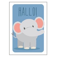 Elefant Hallo Plakat - 21x30 Cm