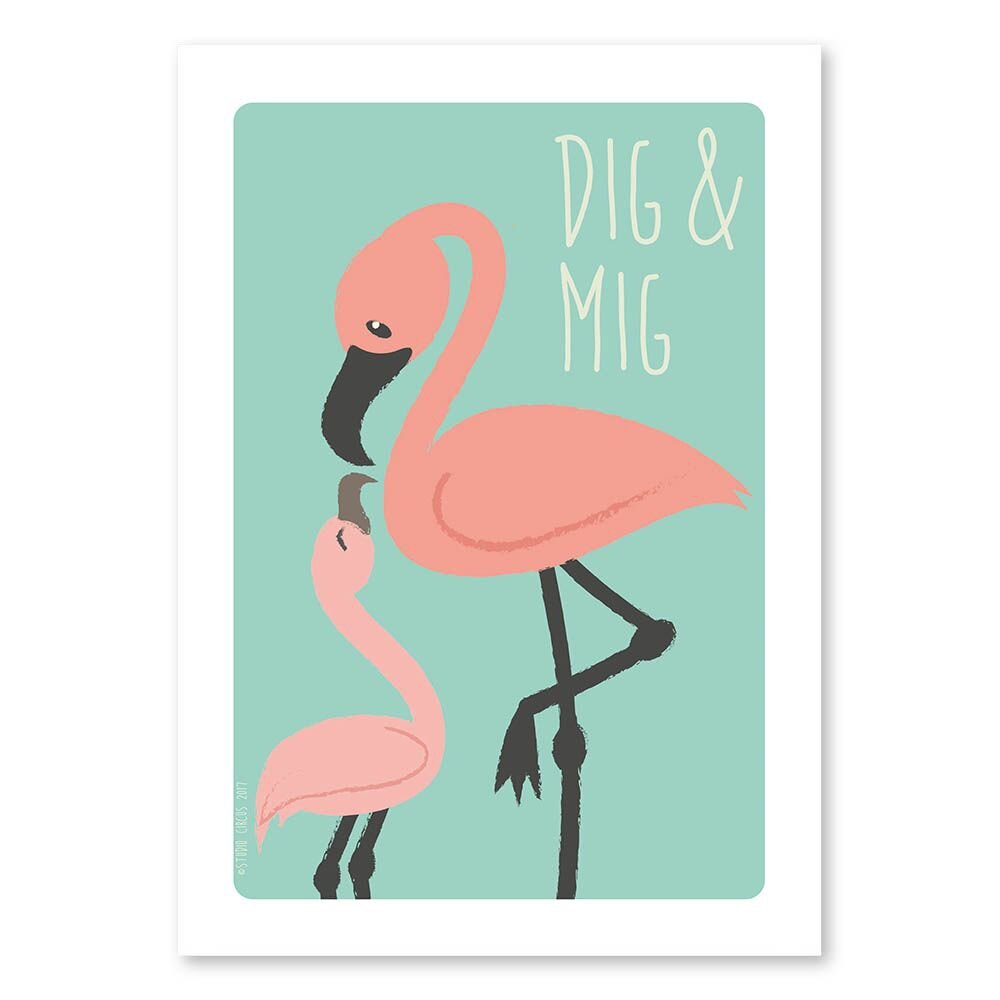 Billede af Plakat - Flamingo - A4