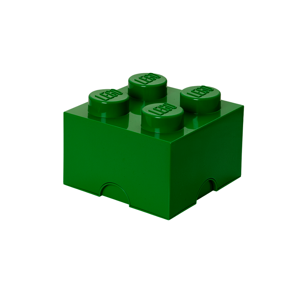 Billede af Lego Storage Opbevaringsboks - 4 Knopper - 25x25x18 - Grøn - OneSize - Lego Storage Opbevaring
