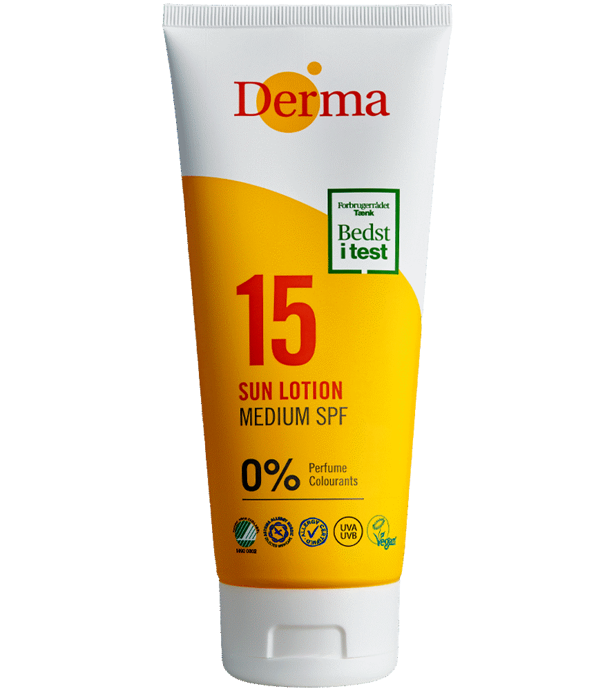 Image of Derma sun sollotion mellem SPF15 200 ml. (40049ae6-cd3a-4cf6-bf8b-c9401b292f14)