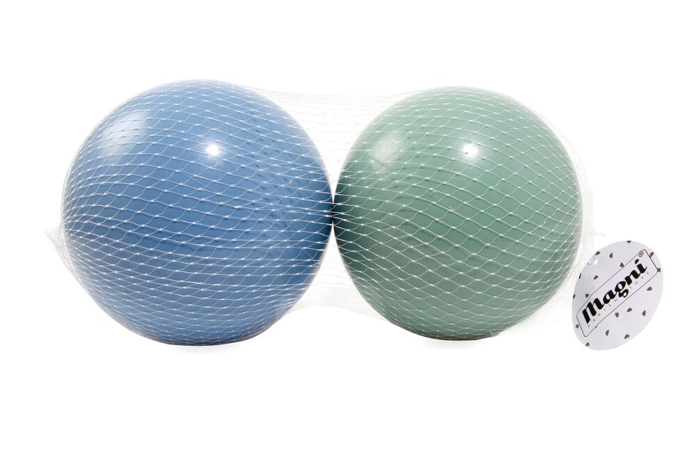 Billede af 2 Plastikbolde i net (grøn og blå - 15cm)
