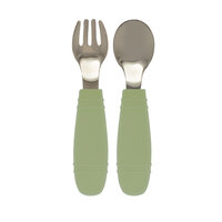 Silikone Ske + gaffel - grøn