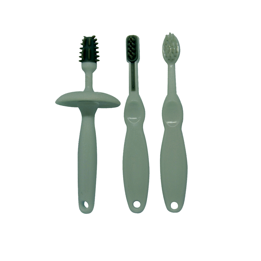 Billede af 3-delt trænings tandbørste sæt, grå