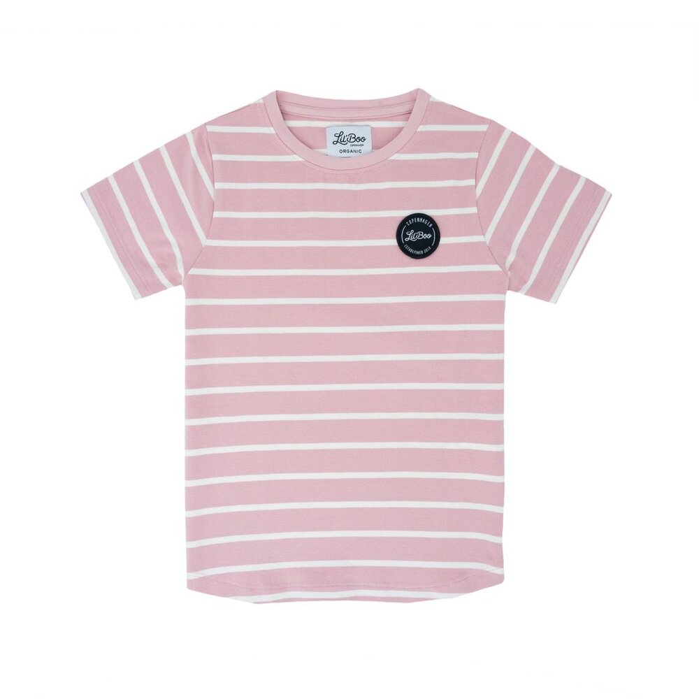 Stripes t-shirt - ROSA/HVID - 128/134